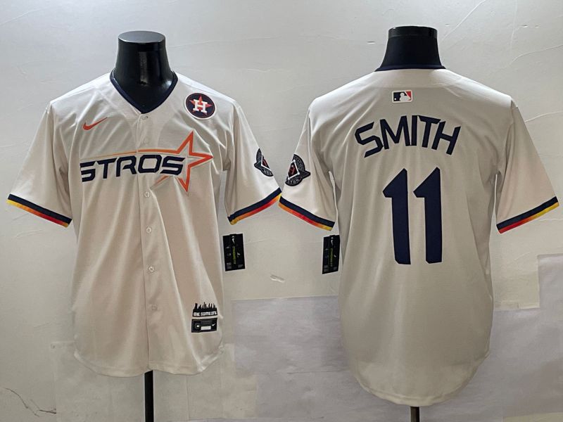 Men Houston Astros #11 Smith Cream three generations Joint Name Nike 2025 MLB Jersey style 6->houston astros->MLB Jersey
